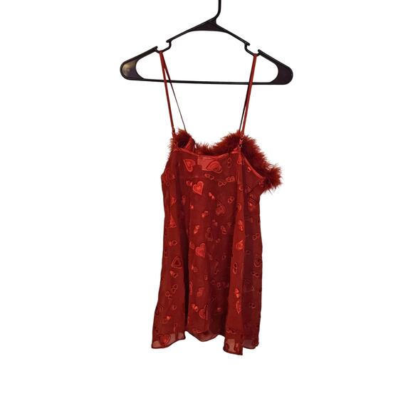 Inner Most Size Small S Red Lingerie Slip Hearts Valentines Day Feather Sheer - Picture 7 of 11